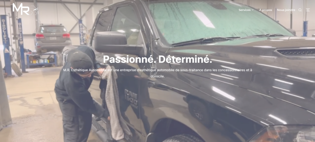 Page d'accueil du site de M.R. Esthétique Automobile